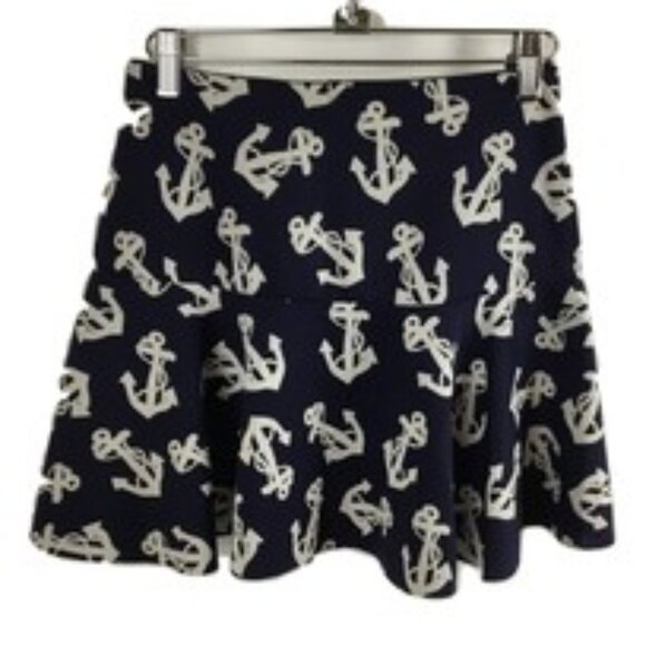 Jupe Courte J.CREW 'Nautical Anchor' Taille 6 - Coton, Motif Ancre Marine, Neuf Avec étiquette